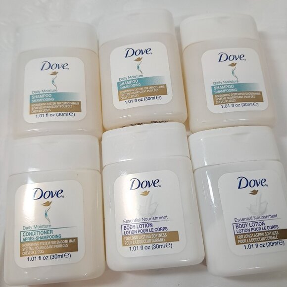 Dove travel mini size daily moisture conditioner shampoo body lotion set 6 - Picture 1 of 3
